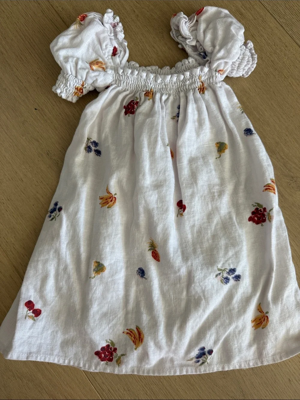 Reformation White Fruit Print Sundress with Red, Yellow & Blue Accents - Picture 4 of 4